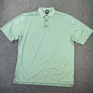 FootJoy Polo Shirt Mens XL Green White Stripe Golf Performance Athletic